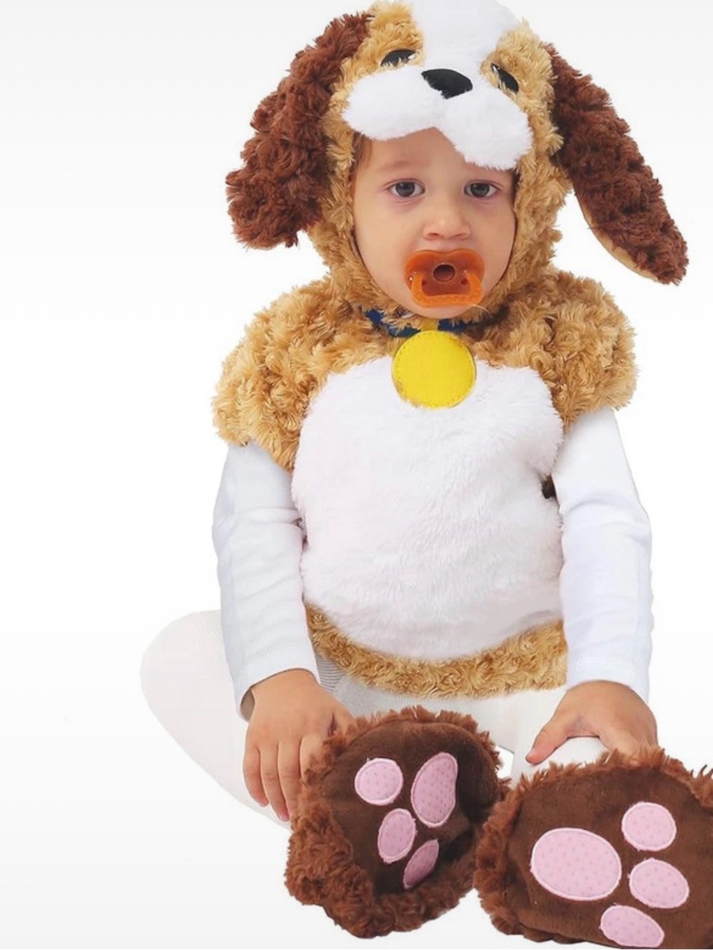 Plush Puppy Costume for Kids - Brown and White